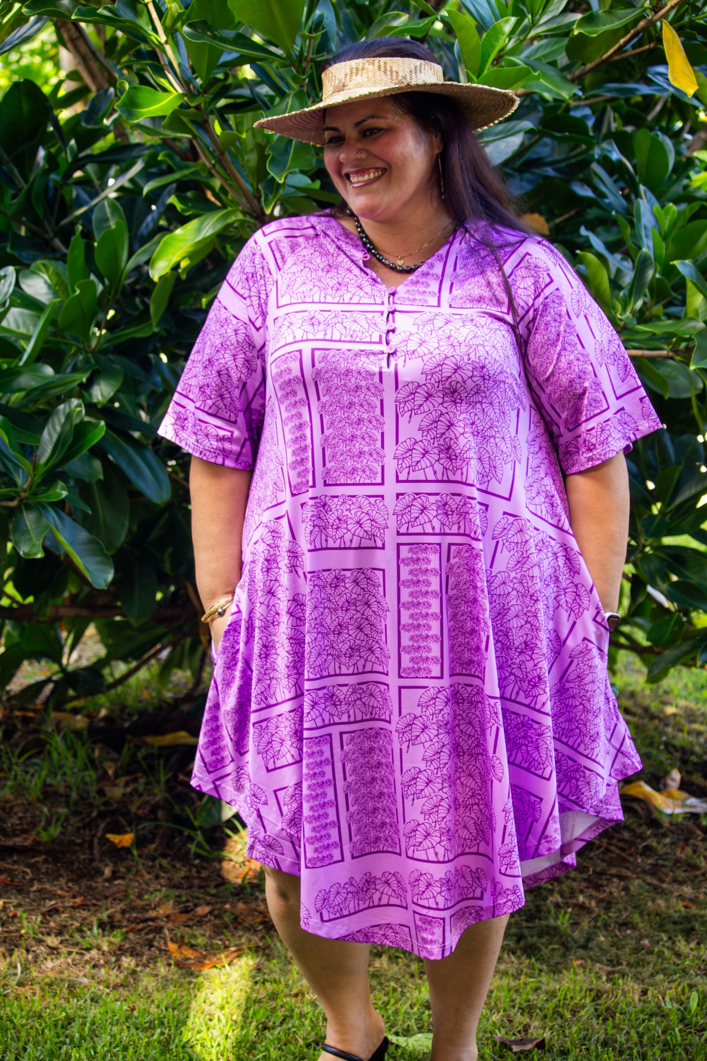 WAHINE LOʻI KALO PULLOVER DRESS: LAVENDER PURPLE