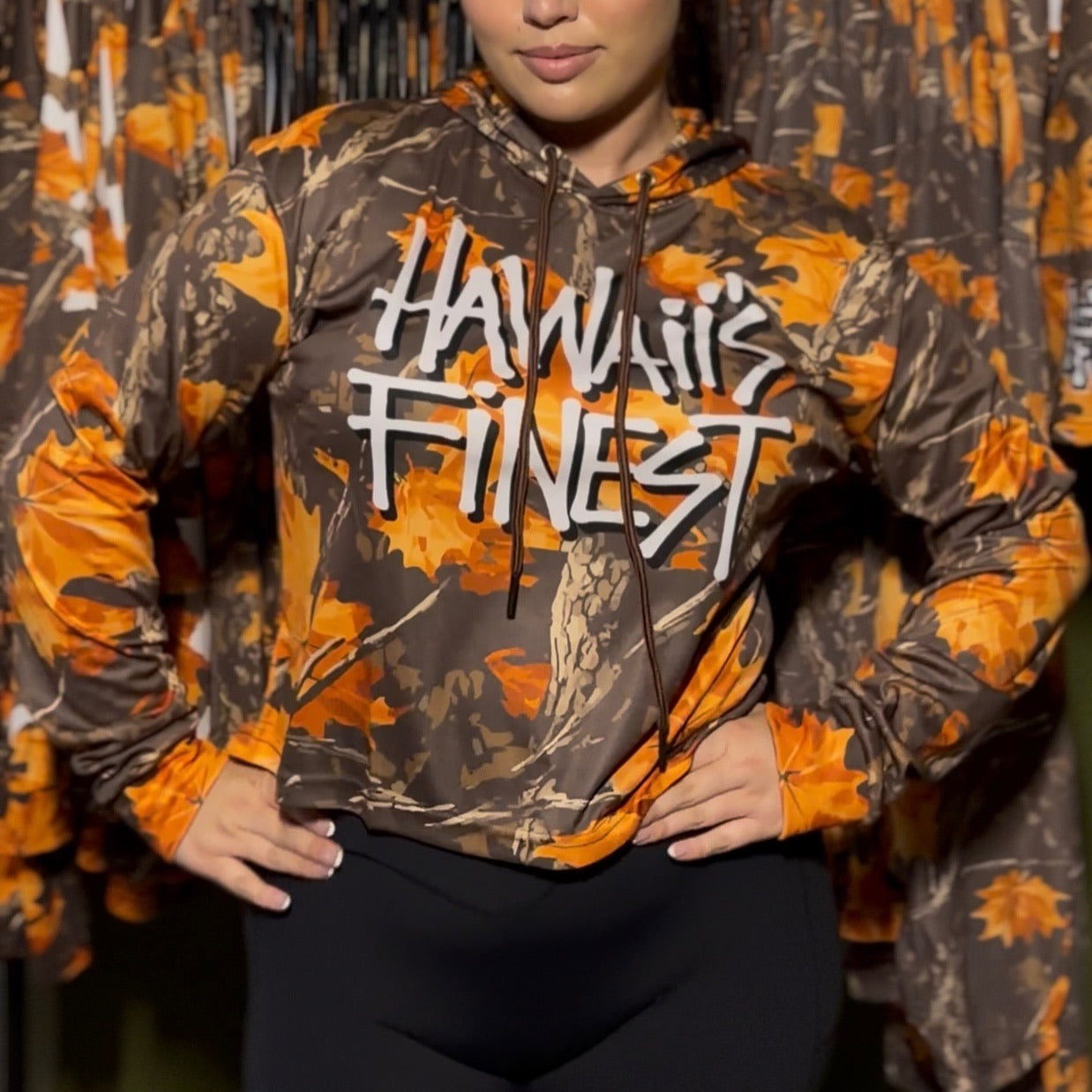 Fall Real Tree Camo Wahine Crop Hoodie