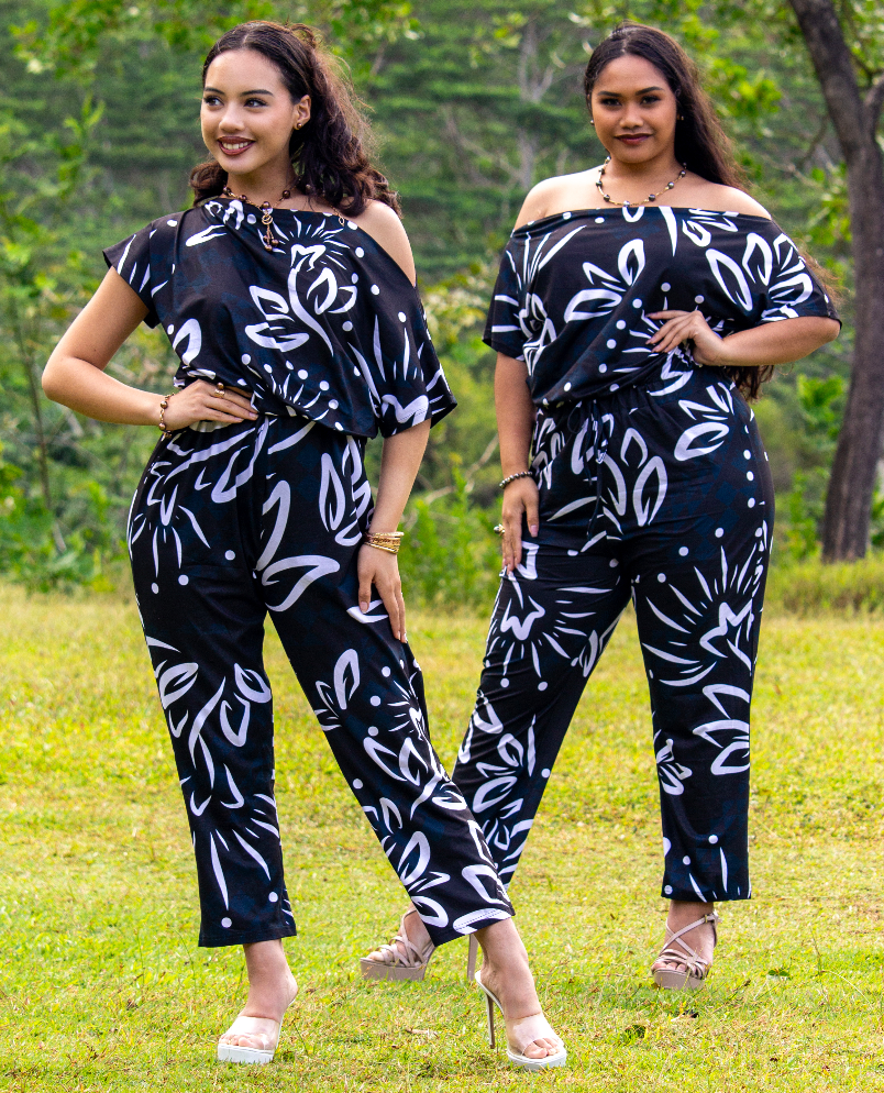 LEHUA WAHINE JUMPSSUIT: BLACK/WHITE