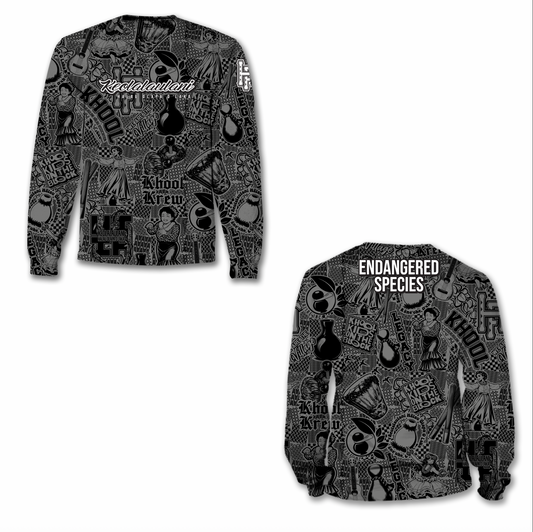 KHOOL STICKERBOMB LONG SLEEVE: GRAY/BLACK